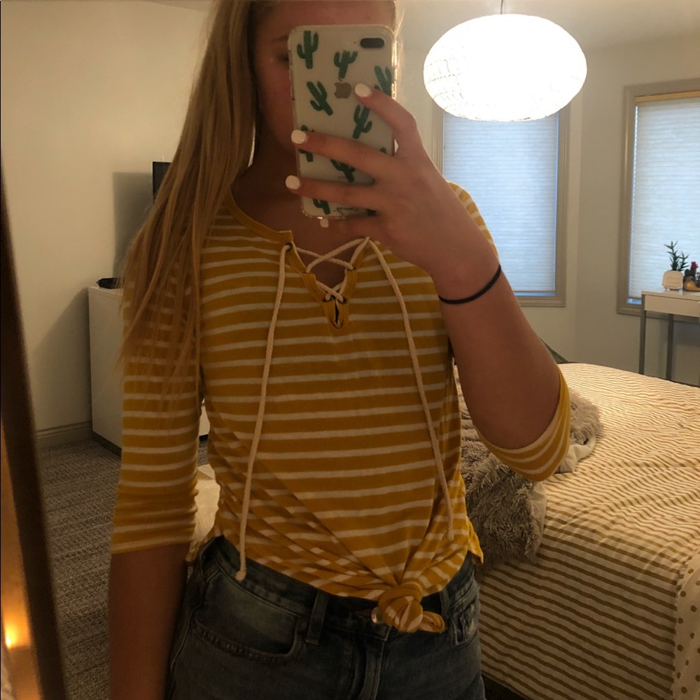 Yellow and white striped top
